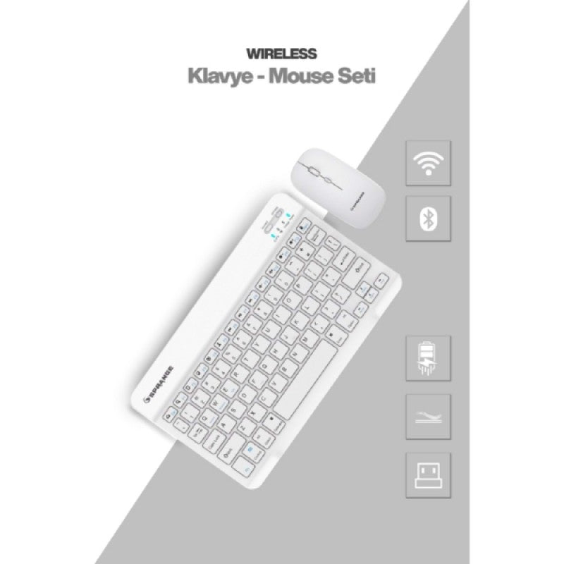 Beyaz Kablosuz Klavye Ve Mouse Seti