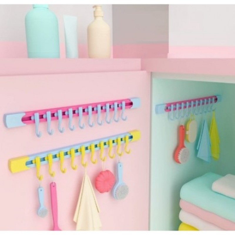 10 Kancalı Raylı Mutfak ve Banyo Düzenleyici Askı