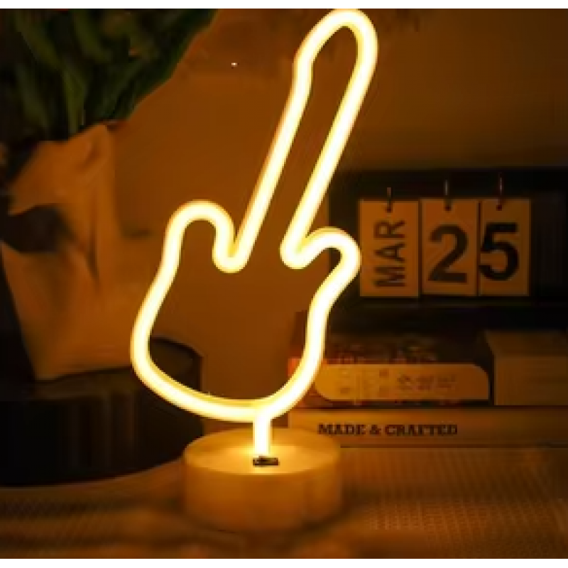 Neon Gitar Masa Lambası