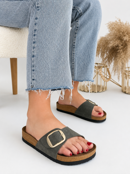 SEVİRA MİRA Khaki Luxe Terlik