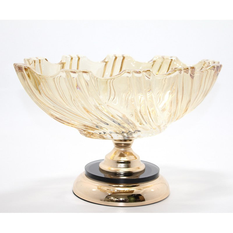 Lüks Ayaklı Kristal Cam Gondol Sunumluk Gold Detaylı
