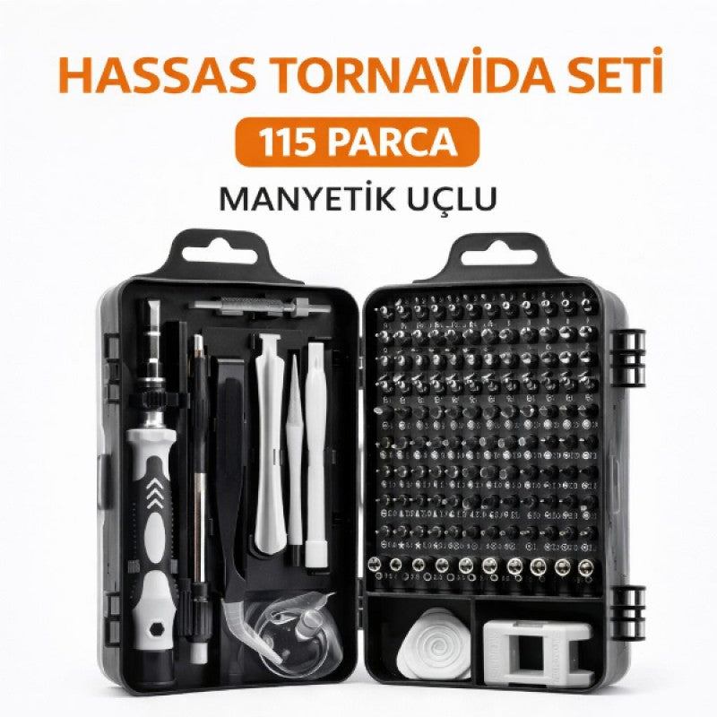115 Parça Manyetik Uçlu Hassas Tornavida Seti